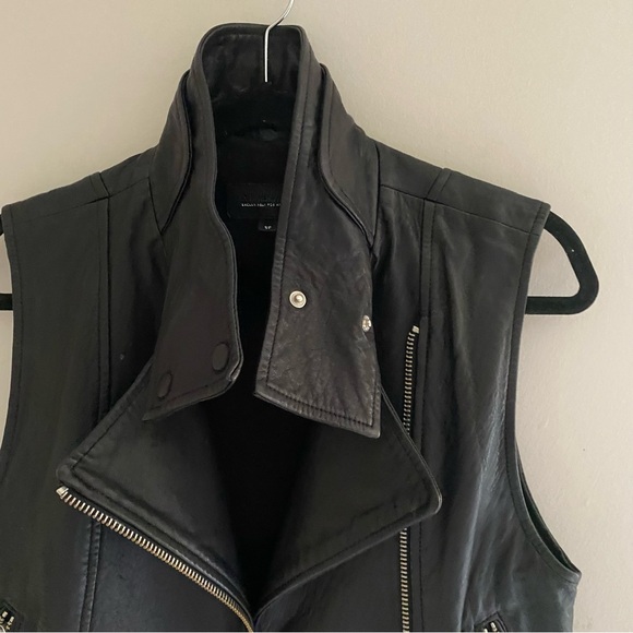Mackage Aritzia Black Lambskin Leather Sleeveless Motorcycle Moto Vest - Picture 5 of 14